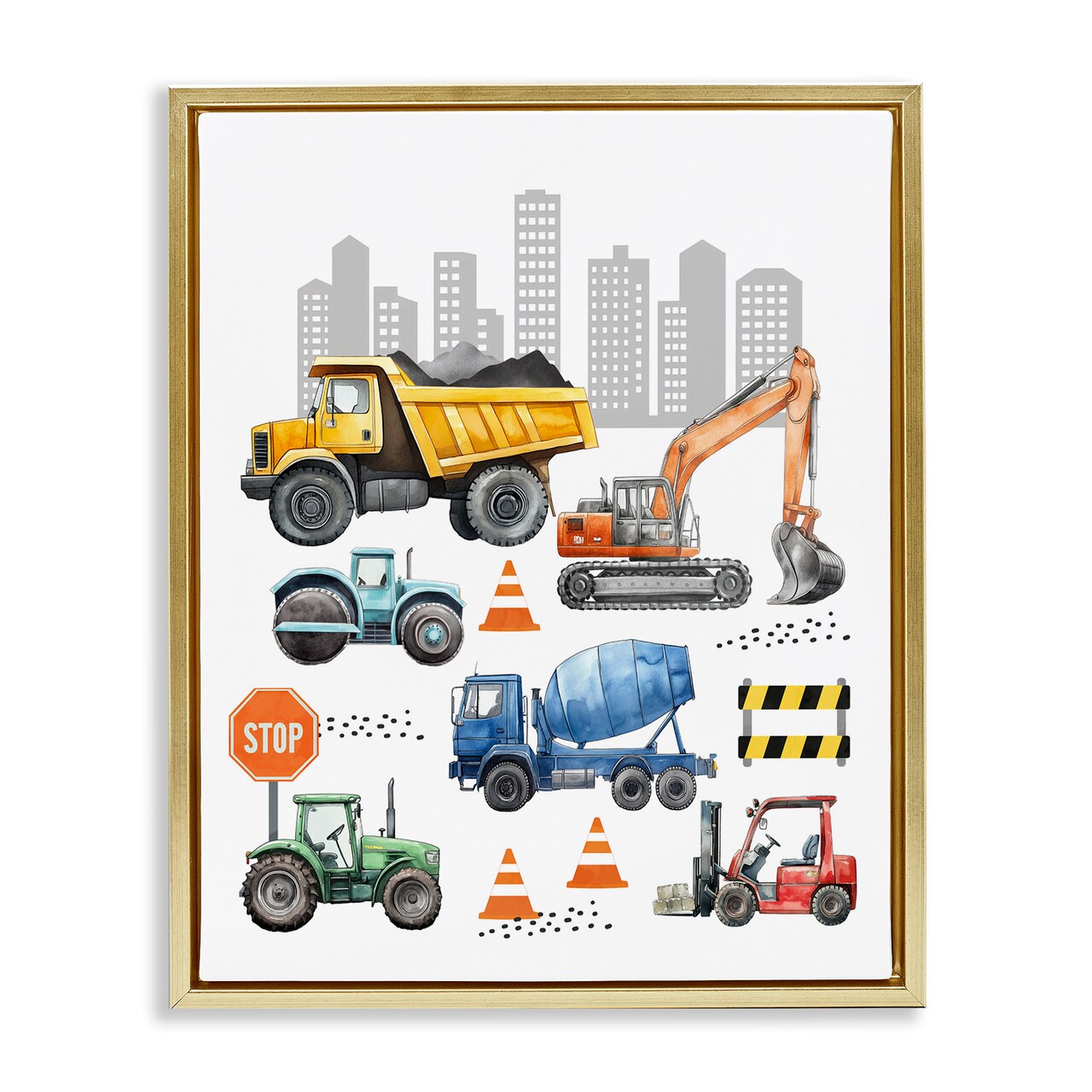 Stupell Industries Keep Moving Construction Vehicles Floating Frame, design by Christine Simpson Art